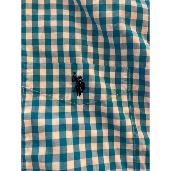 Vintage U.S. assn shirt Mens TL Blue and White Polo Logo Button Down - Picture 3 of 4